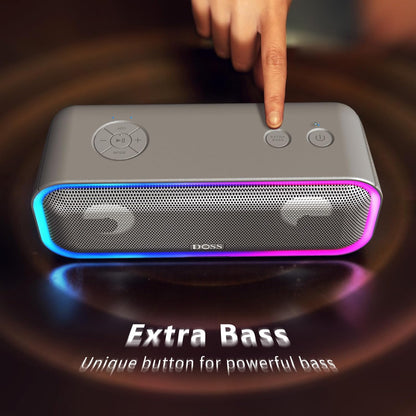 Bluetooth Speaker, Soundbox Pro+ Wireless Bluetooth Speaker with 24W Impressive Sound, Booming Bass, IPX6 Waterproof, 15Hrs Playtime, Wireless Stereo Pairing, Mixed Colors Lights, 66 FT- Grey