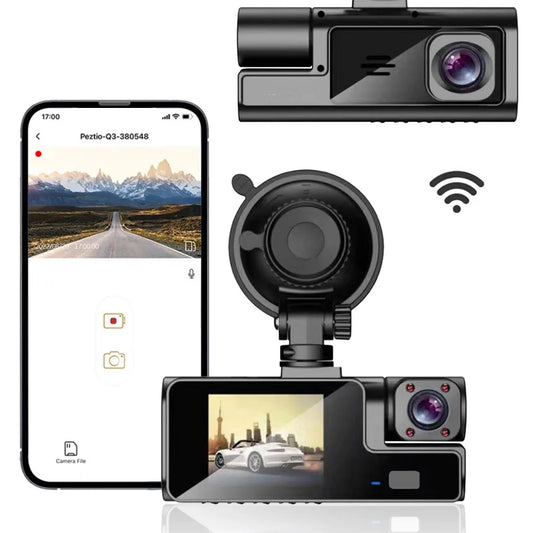 Dash Cam Front and inside 1080P FHD Dash Camera for Cars with Infrared Night Vision 140 Degrees Wide Parking Monitor Loop Recording APP