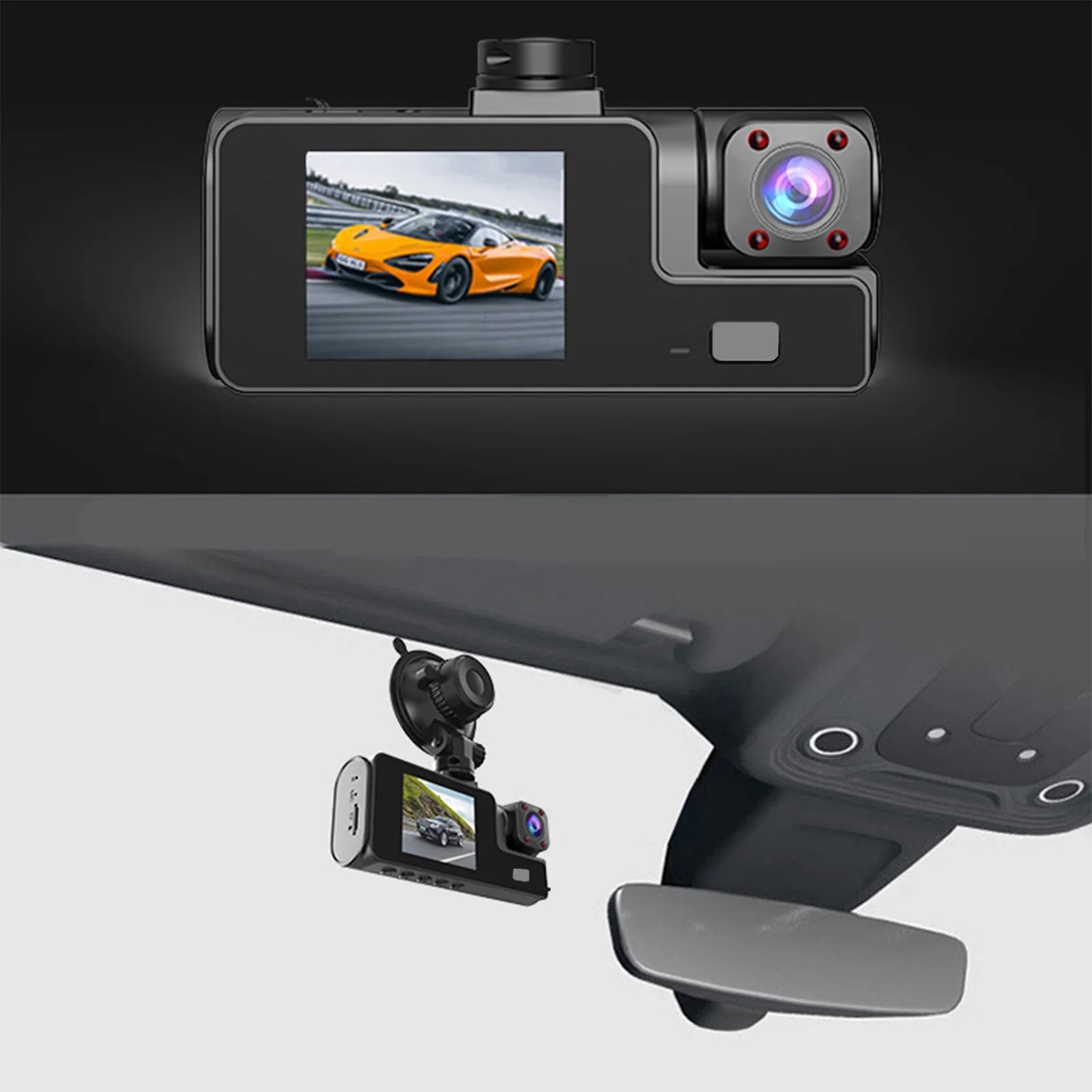 Dash Cam Front and inside 1080P FHD Dash Camera for Cars with Infrared Night Vision 140 Degrees Wide Parking Monitor Loop Recording APP